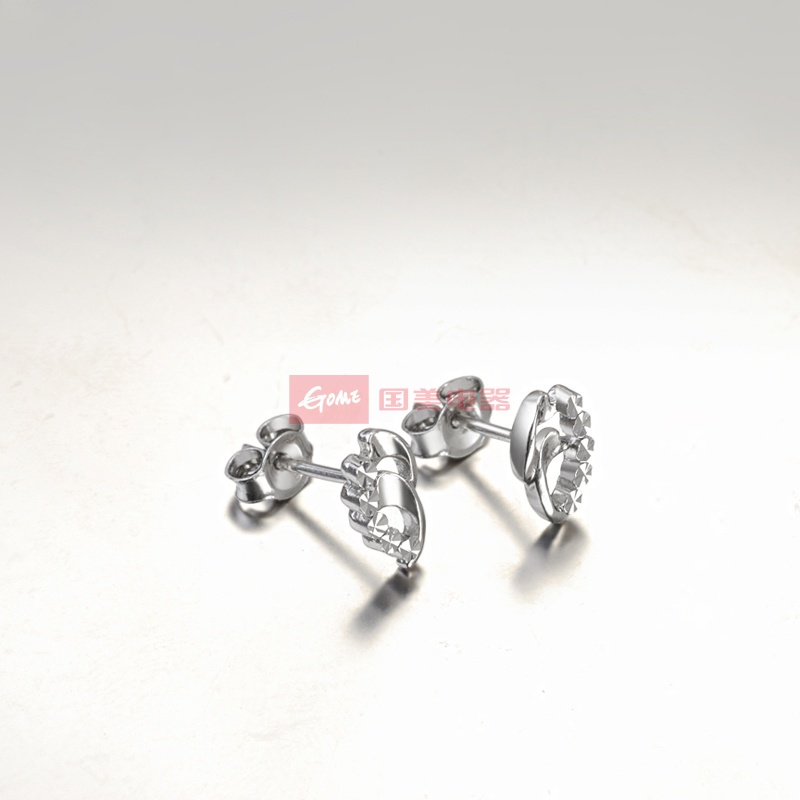 金马珠宝钯金白金耳饰品女款耳钉相濡以沫