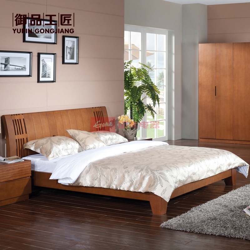 御品工匠 东南亚风格实木床 水曲柳 卧室实木双人床 1.8米大床 ka07