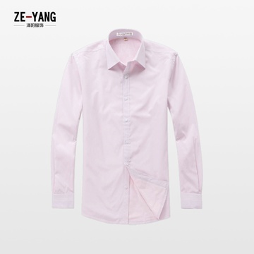 泽阳ZEYANG 2013秋冬新款男士衬衫 加绒长袖衬衫  ZYZS312(粉红色 43)