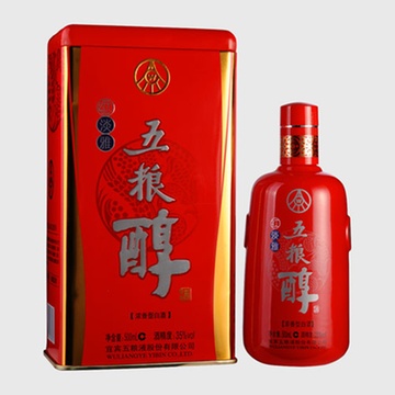 五粮醇红淡雅35度白酒500ml