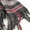 中性深灰红格纹纯羊毛加厚保暖围巾