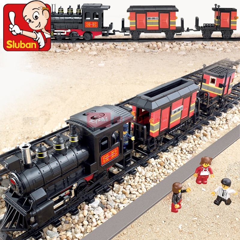 小鲁班 乐高式拼装世纪火车站 仿真发声电动轨道火车世纪火车站