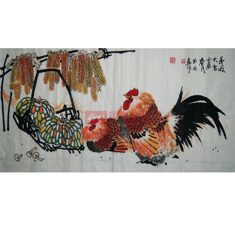 广东美协会员 精品小写意花鸟 《丰收大吉》