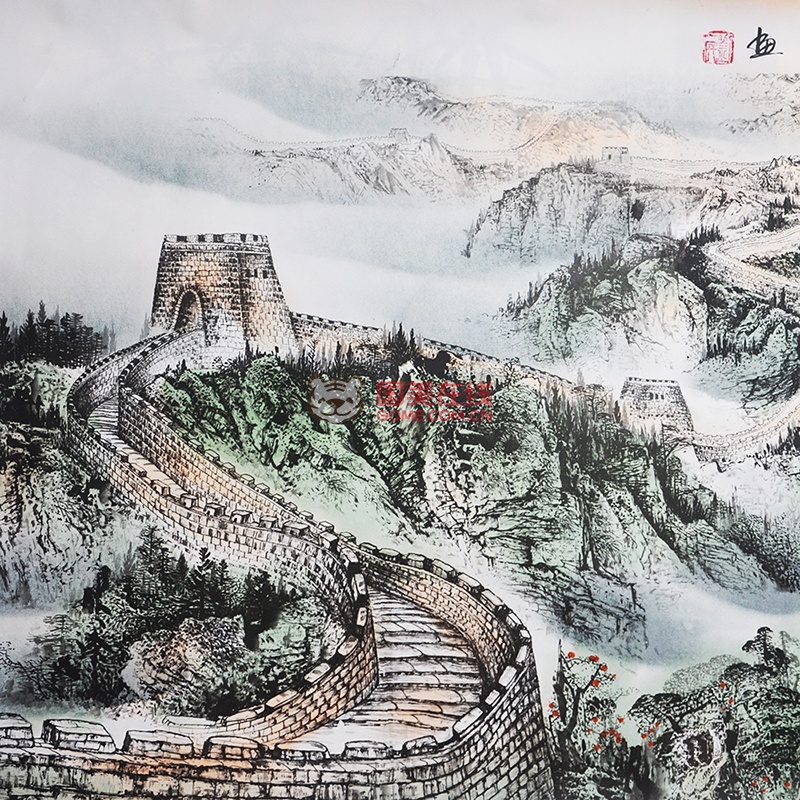 墨香阁 长城雄风 半手绘 四尺 水墨画 国画山水 书画