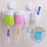 幸福之家双吸盘塑料三杯牙刷架洗漱套装（DB4106）