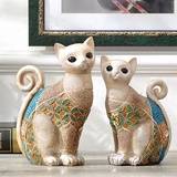 可爱情侣猫咪摆件树脂工艺品创意结婚礼物客厅电视柜家居装饰