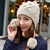 韩版可爱 毛线帽子女士 加绒加厚冬季保暖帽户外(米色)