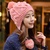 韩版可爱 毛线帽子女士 加绒加厚冬季保暖帽户外(米色)第5张高清大图