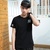 卡郎琪 男士新款夏装韩版短袖T恤 男青年修身款韩版大码个性图案圆领半袖打底衫(KLQJM-16213黑色 XL)第2张高清大图