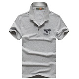 夏装新款战地吉普AFS JEEP纯棉弹力翻领短袖T恤衫79865男半袖polo(灰色 2XL)