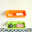 琳琅集创意双格吸盘肥皂架皂盒皂托浴室沥水盘塑料香皂盒(绿色)