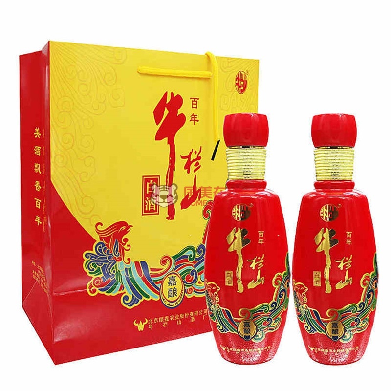 北京牛栏山二锅头红瓷瓶红喜嘉酿浓香型42度500ml(整箱6瓶装)