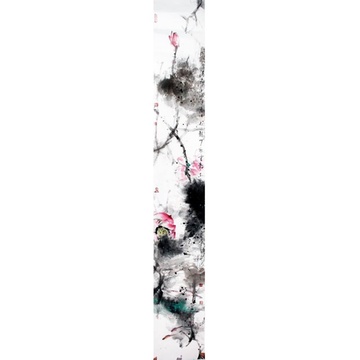 罗春晖 清荷> 国画 花鸟画 水墨写意 荷花 莲 竖幅立轴