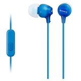 索尼（SONY）MDR-EX15AP 入耳式智能手机通话耳机（蓝色） 简易一键式多功能按钮 兼容苹果、安卓系统 可接听电话