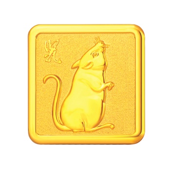 金叶珠宝千足金小金条金砖方形十二生肖鼠5g