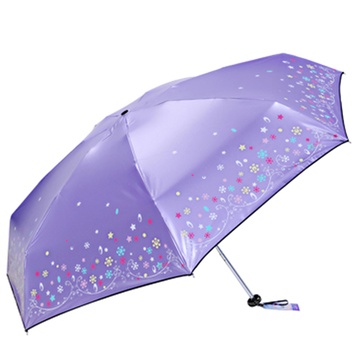 天堂伞 镜面彩胶三折铅笔伞星辰(5号亮紫)【图片