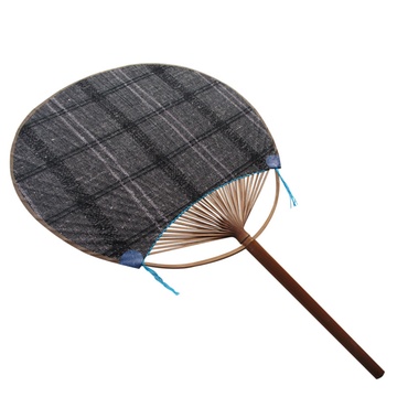 手织布竹丝扇 手工土布圆形古典扇子 布艺团扇 怀旧复古竹扇草扇(黑色