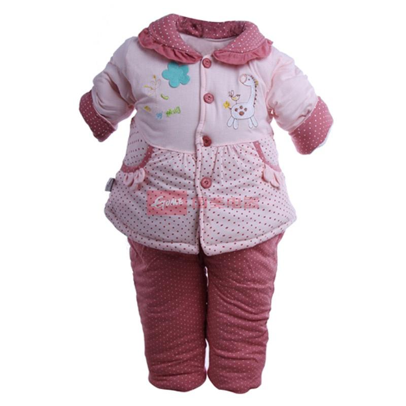 婴儿棉衣套装 宝宝保暖棉衣套装纯棉 婴儿夹棉套(肉粉色 73)图片大全