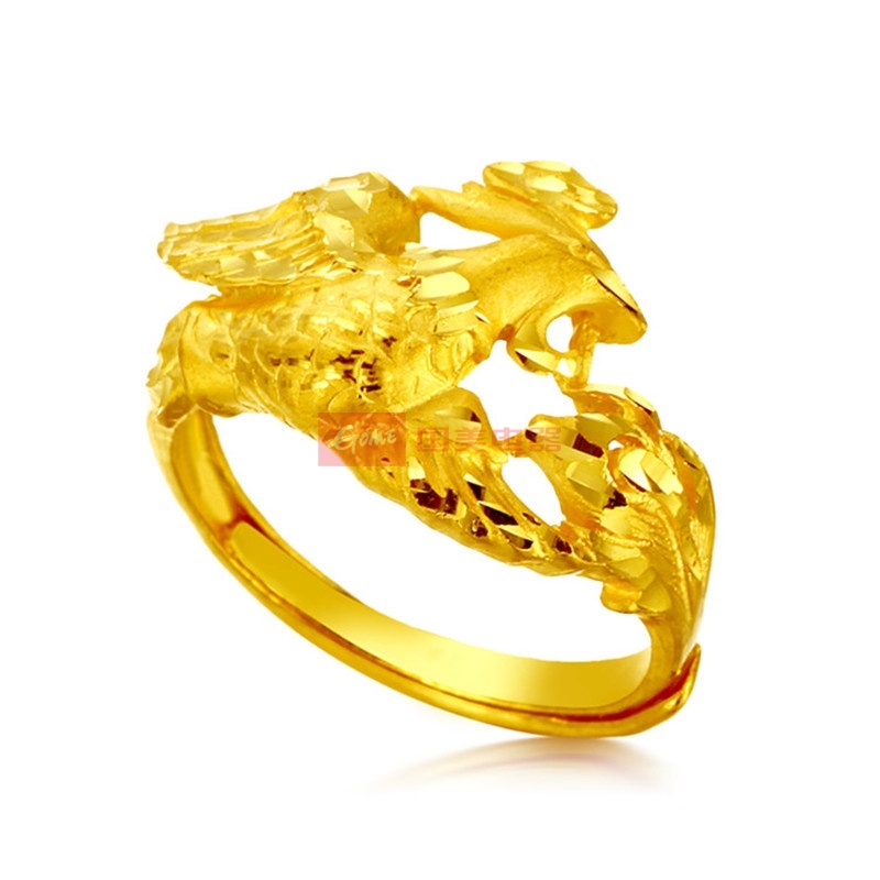 荟萃珠宝 凤舞 999千足金戒指 凤凰婚嫁黄金戒子 女24k
