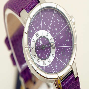 变形虫amoeba星空系列紫色时尚潮流女士石英表真皮针扣式女表