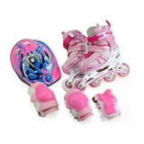 女童前轮闪光可调儿童直排套装轮滑鞋 ZQ-1002套装(粉色 35-38)