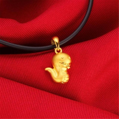 金叶珠宝 萌q生肖-蛇 999千足金吊坠 黄金项坠 纯金吊坠 男女款