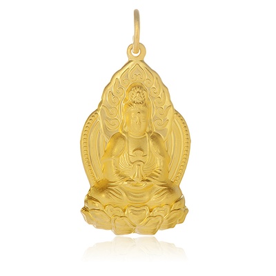 金叶珠宝 双面菩萨 黄金项坠 999千足金吊坠 24k金纯金女款佛坠子