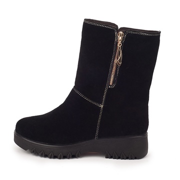 麦高 冬季新款女鞋 时尚保暖中筒 女雪地靴子 W9029008(黑色 36)