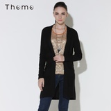 Theme掂牌 2013秋冬季新款女装黑色休闲长袖毛针织开衫外套上衣A(黑色 M)