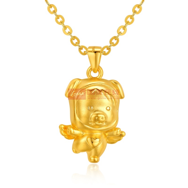 山东黄金十二生肖猪黄金吊坠图片展示-国美在线