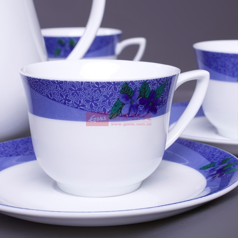 景德镇陶瓷 青花瓷淡雅陶瓷杯9头咖啡具兰夜【图片 价格 品牌 报价】