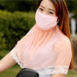 2015女士防晒口罩透气护颈夏 防紫外线透气超大防晒防尘口罩(点胶款橘色)