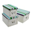 耀点100 精品整理盒三件套 多功能金属边环保PP有盖收纳盒(蓝色彩条DB2112)