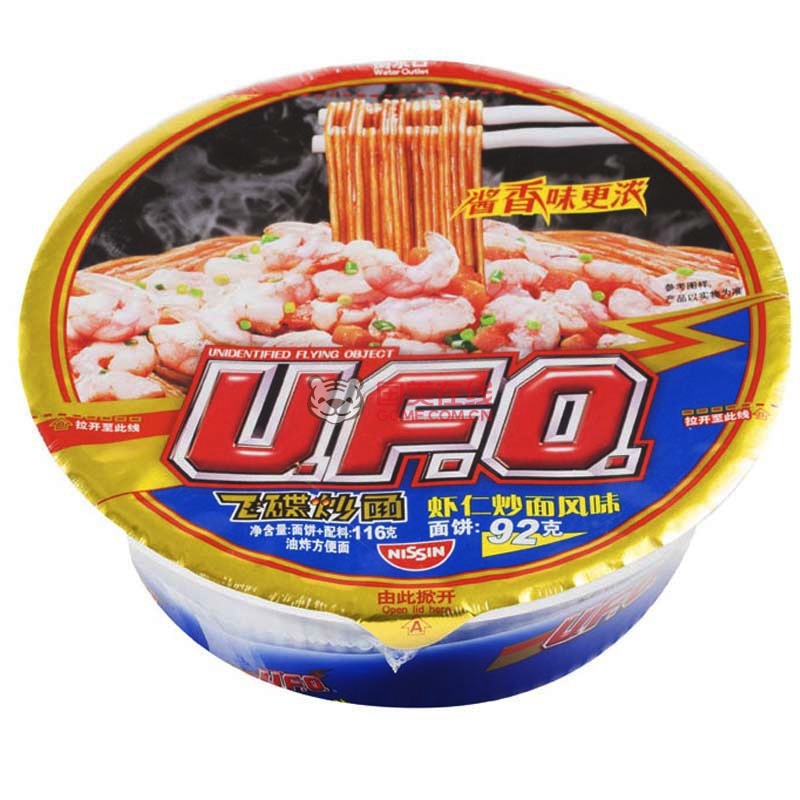 【上海日清方便面方便食品】日清方便面 日清ufo飞碟炒面(116g虾仁