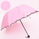 晴雨伞创意雨伞 防晒太阳伞 防紫外线遮阳伞 女士三折晴雨伞(粉红)