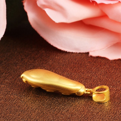 多边金都 黄金足金 立体福豆豆荚吊坠 黄金吊坠(3.09g)