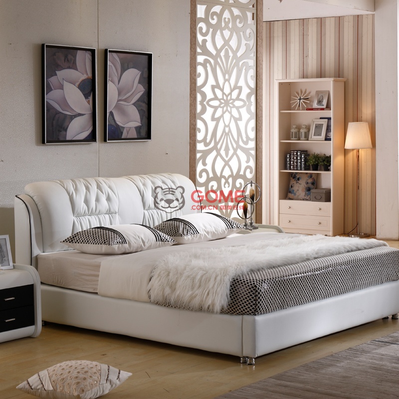 卡兰家具 皮床 软床现代真皮床1.5 1.