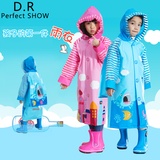 D.R Perfect SHOW学生雨衣儿童雨衣男童女童套装宝宝学生书包位雨披深海粉蔻系列(粉蔻年华 XL)