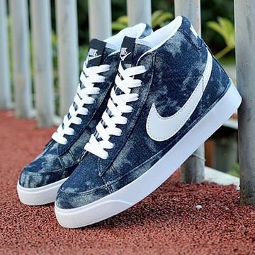 nike耐克女鞋2015高帮blazer开拓者女子休闲鞋板鞋牛仔蓝39