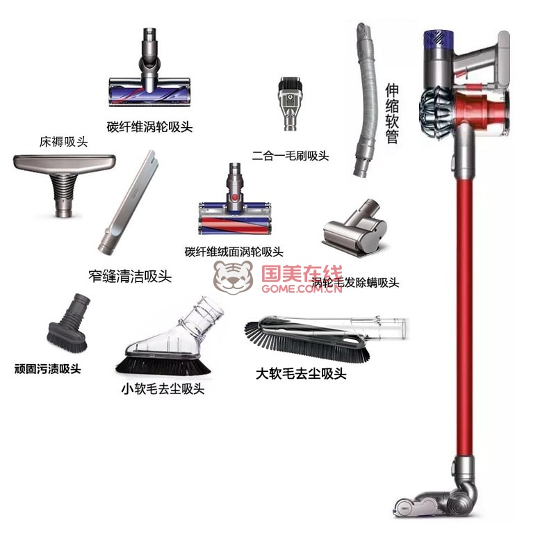 戴森(dyson)吸尘器 v6 absolute 顶配加强版10吸头 手持式无绳吸尘器