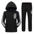 Adidas阿迪达斯三叶草男款纯棉运动套装 男士休闲运动纯棉长袖跑步服开衫套装(黑色)