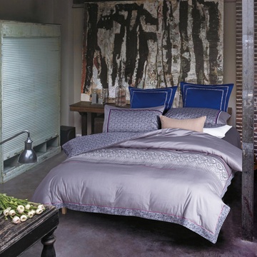 纤嘉恋家纺高冷全棉精致绣花四件套 欧美简约特色刺绣贴布绣床上用品