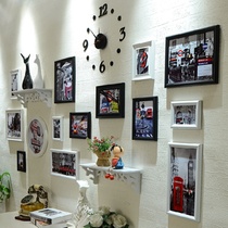 龟兔 欧式客厅照片墙 创意置物架挂墙相框组合 家饰挂件 相片墙大墙面(黑白)