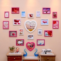 【龟兔】现代浪漫爱情结婚照片墙组合 客厅创意心型相片墙 卧室画相框挂墙(白玫【小清新】)