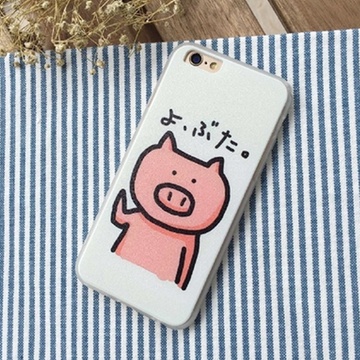 亿和源iphone6s蚕丝纹新款可爱情侣小猪手机壳苹果plus呆萌全包手机套