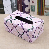 酒店专用纸巾盒皮革纸抽盒欧式创意抽纸盒车用居家收纳盒3件包邮(粉)