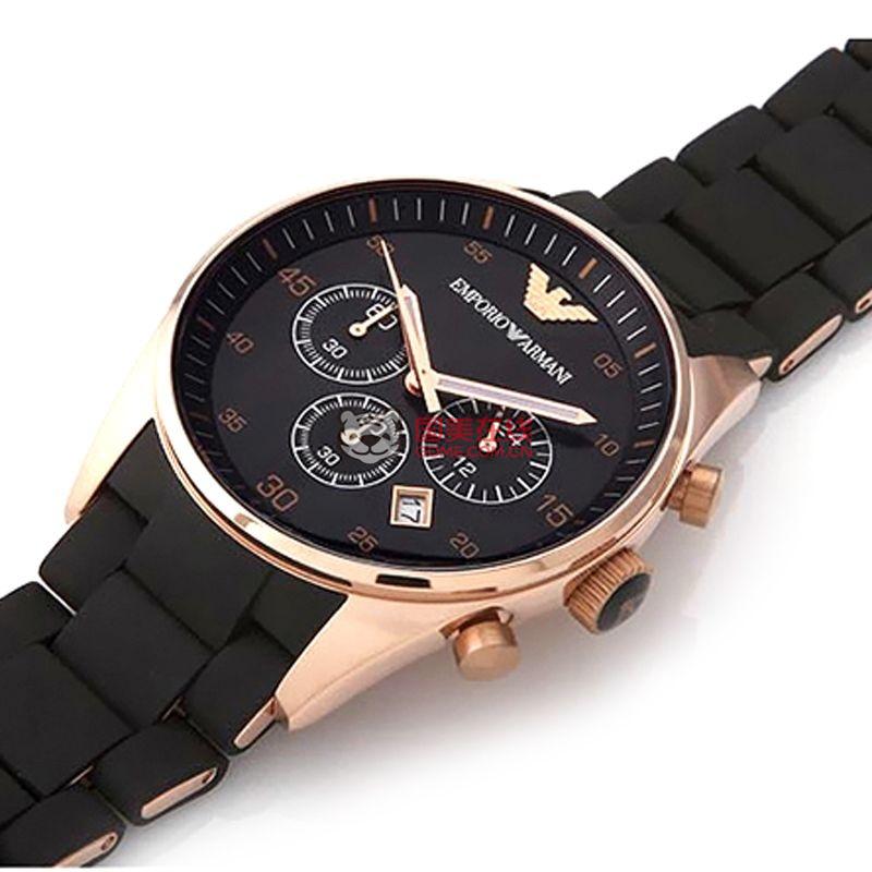 阿玛尼(armani)ar5905时尚橡胶包精钢情侣石英表男表(黑色)